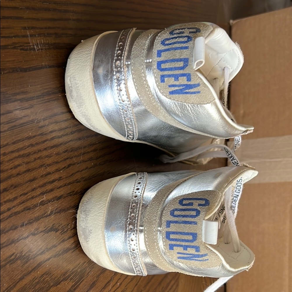 Golden Goose Metallic Silver High-Top Sneakers - Picture 3 of 8